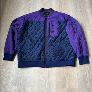 Men's Quilted Bomber Jacket in Purple and Navy